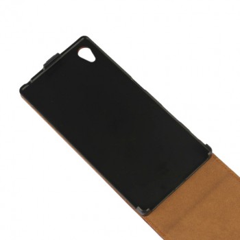 Чехол вертикальная книжка на пластиковой основе с магнитной застежкой для Sony Xperia Z5 Коричневый
