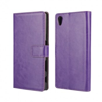 Глянцевый чехол портмоне подставка на пластиковой основе с защелкой для Sony Xperia Z5 Фиолетовый