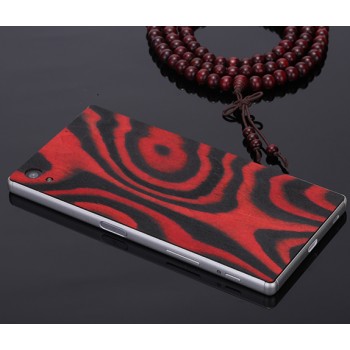 Клеевая натуральная деревянная накладка с текстурами для Sony Xperia Z5 Красный