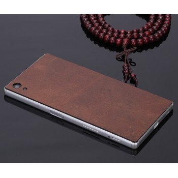 Клеевая кожаная накладка для Sony Xperia Z5 Коричневый