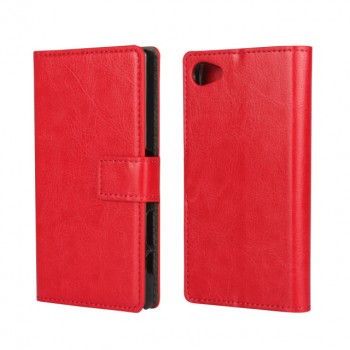 Глянцевый чехол портмоне подставка с защелкой для Sony Xperia Z5 Compact Красный