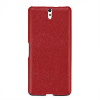 Кожаный чехол накладка (нат. кожа) серия Back Cover для Sony Xperia C5 Ultra Dual Красный
