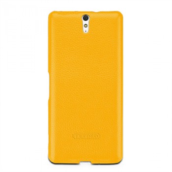 Кожаный чехол накладка (нат. кожа) серия Back Cover для Sony Xperia C5 Ultra Dual Желтый