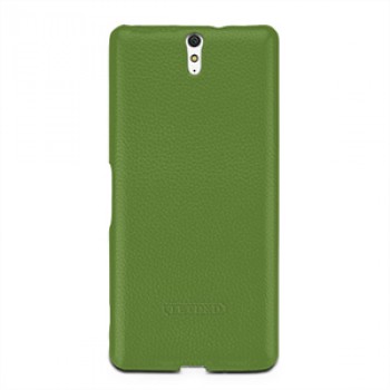 Кожаный чехол накладка (нат. кожа) серия Back Cover для Sony Xperia C5 Ultra Dual Зеленый