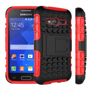 Антиударный силиконовый чехол экстрим защита с подставкой для Samsung Galaxy Ace 4 Красный
