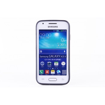 Силиконовый матовый полупрозрачный чехол текстура Металл для Samsung Galaxy Ace 4 Черный