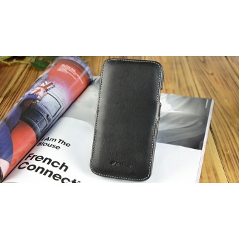 Кожаный глянцевый чехол горизонтальная книжка с крепежной застежкой для Samsung Galaxy S4 Черный