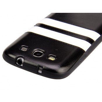 Силиконовый чехол с кожаной текстурой дизайн Полосы для Samsung Galaxy S5 Mini Черный