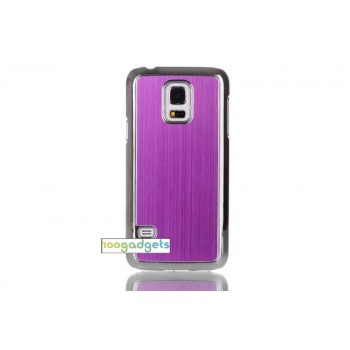 Двухкомпонентный чехол с пластиковым бампером и накладкой текстура Металл для Samsung Galaxy S5 Mini Фиолетовый
