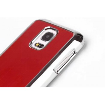 Двухкомпонентный чехол с пластиковым бампером и накладкой текстура Металл для Samsung Galaxy S5 Mini Красный