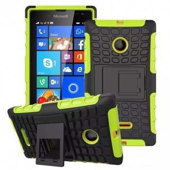 Антиударный силиконовый чехол экстрим защита с подставкой для Microsoft Lumia 435 Зеленый