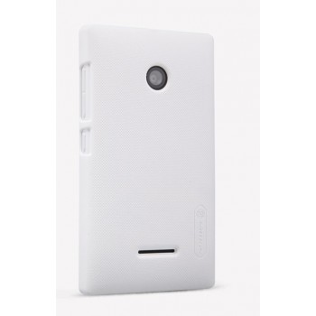 Пластиковый матовый нескользящий премиум чехол для Microsoft Lumia 435 Белый