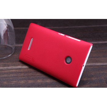 Пластиковый матовый нескользящий премиум чехол для Microsoft Lumia 435 Красный