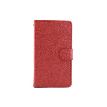 Текстурный чехол портмоне подставка с защелкой для Microsoft Lumia 435 Красный