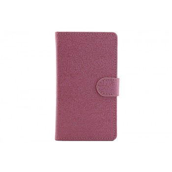 Текстурный чехол портмоне подставка с защелкой для Microsoft Lumia 435 Розовый