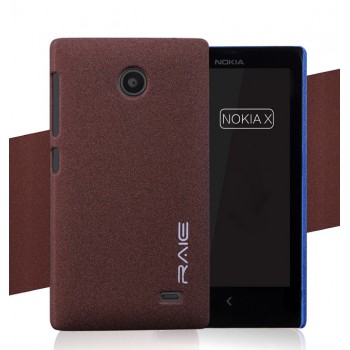 Пластиковый матовый чехол с повышенной шероховатостью для Nokia X Коричневый