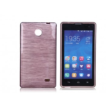 Силиконовый матовый полупрозрачный чехол текстура Металл для Nokia X Розовый