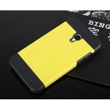 Двуцветный премиум силикон-пластик чехол для Meizu MX3 Желтый