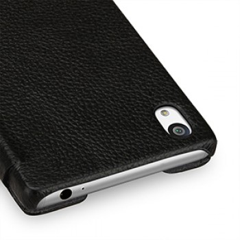 Кожаный чехол горизонтальная книжка (нат. кожа) для Sony Xperia Z5 Черный