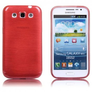 Силиконовый полурозрачный чехол текстура Металл для Samsung Galaxy Win Красный