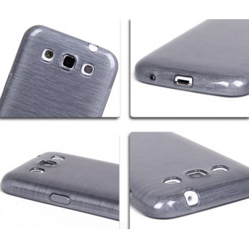 Силиконовый полурозрачный чехол текстура Металл для Samsung Galaxy Win Серый