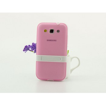 Двухкомпонентный силиконовый чехол с пластиковым каркасом-подставкой для Samsung Galaxy Win Розовый