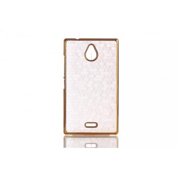 Пластиковый чехол с металлизированным покрытием Соты для Nokia X2 Белый