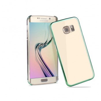 Пластиковый ультратонкий транспарентный чехол с цветным металлизированным напылением границ для Samsung Galaxy S6 Edge
