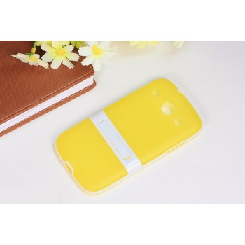Двухкомпонентный силиконовый чехол с пластиковым бампером-подставкой для Samsung Galaxy Core Желтый