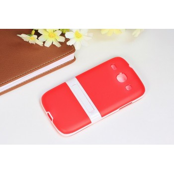 Двухкомпонентный силиконовый чехол с пластиковым бампером-подставкой для Samsung Galaxy Core Красный