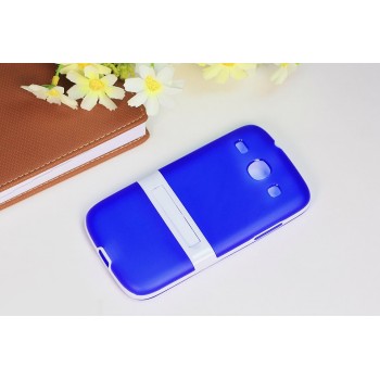 Двухкомпонентный силиконовый чехол с пластиковым бампером-подставкой для Samsung Galaxy Core Синий