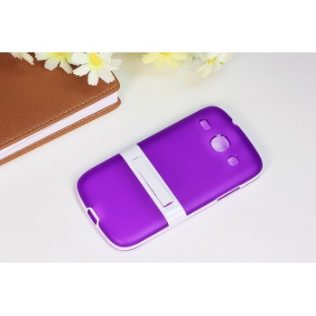 Двухкомпонентный силиконовый чехол с пластиковым бампером-подставкой для Samsung Galaxy Core Фиолетовый
