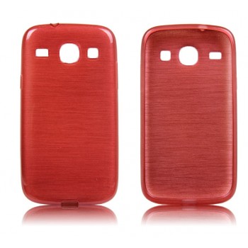 Силиконовый матовый полупрозрачный чехол текстура Металл для Samsung Galaxy Core Красный