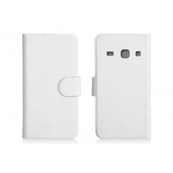 Чехол портмоне подставка с магнитной застежкой текстура Дерево для Samsung Galaxy Core Белый