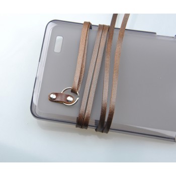 Силиконовый матовый полупрозрачный чехол со шнурком для Huawei G8 Коричневый