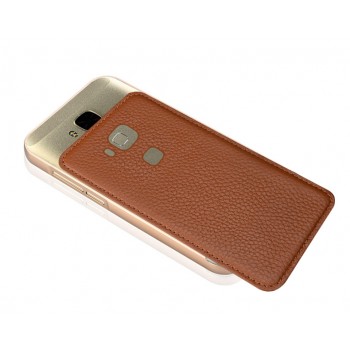 Двухкомпонентный чехол с металлическим бампером и кожаной накладкой (нат. кожа) для Huawei G8 Бежевый