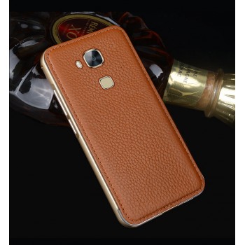 Двухкомпонентный чехол с металлическим бампером и кожаной накладкой (нат. кожа) для Huawei G8