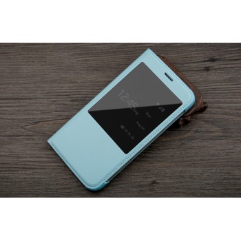 Чехол смарт флип на пластиковой основе с окном вызова для Huawei G8 Голубой
