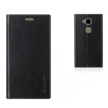 Глянцевый кожаный чехол флип подставка на присоске с отделением для карты для Huawei G8 Черный