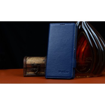 Кожаный чехол портмоне (нат. кожа) для Sony Xperia C4 Синий