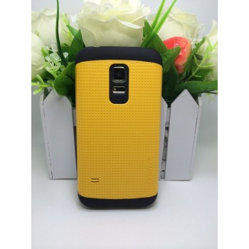 Чехол силикон/поликарбонат экстрим защита с точечной текстурой для Samsung Galaxy S5 Mini Желтый