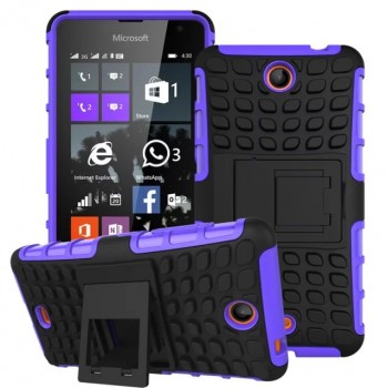 Антиударный силиконовый чехол экстрим защита с подставкой для Microsoft Lumia 430 Dual SIM Фиолетовый