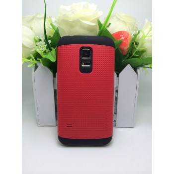 Чехол силикон/поликарбонат экстрим защита с точечной текстурой для Samsung Galaxy S5 Mini Красный