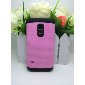 Чехол силикон/поликарбонат экстрим защита с точечной текстурой для Samsung Galaxy S5 Mini Розовый