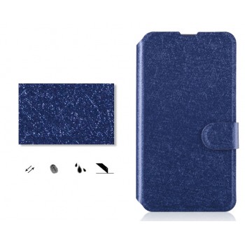 Текстурный чехол флип подставка на пластиковой основе с магнитной застежкой и отделением для карт для Microsoft Lumia 430 Dual SIM Синий