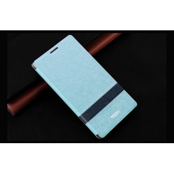 Текстурный чехол флип подставка на пластиковой основе для Nokia Lumia 530 Голубой