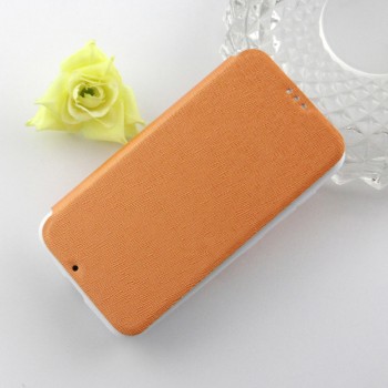 Текстурный чехол флип подставка на силиконовой основе для Nokia Lumia 530 Оранжевый