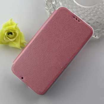 Текстурный чехол флип подставка на силиконовой основе для Nokia Lumia 530 Розовый