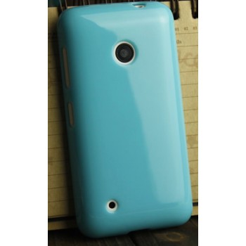 Силиконовый глянцевый непрозрачный чехол для Nokia Lumia 530 Голубой