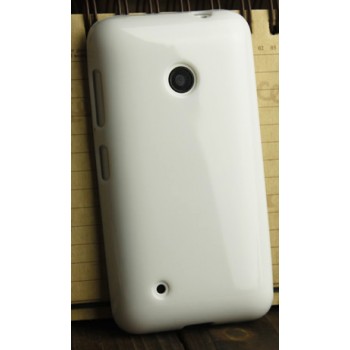 Силиконовый глянцевый непрозрачный чехол для Nokia Lumia 530 Белый